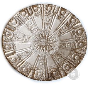 Vintage Starburst Decorative Plate Ceramic 836 USA Gold Speckles MCM Mid Century